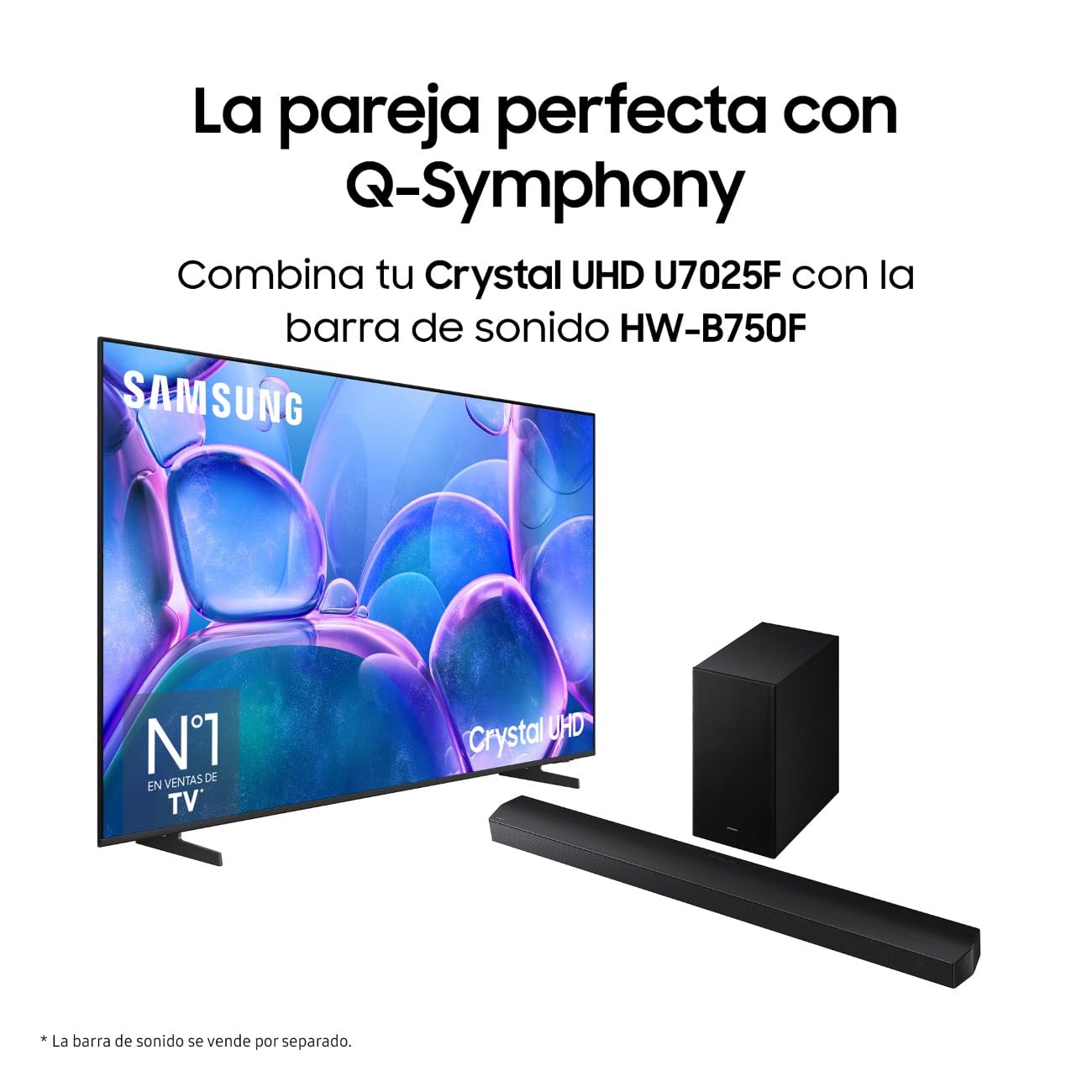 Samsung TV 75 Pulgadas Crystal UHD U7025F 4K Smart TV, Colores increíbles con Crystal Processor 4K, Escucha Todos los Altavoces con Q-Symphony, Datos protegidos Knox Security y Gaming Hub