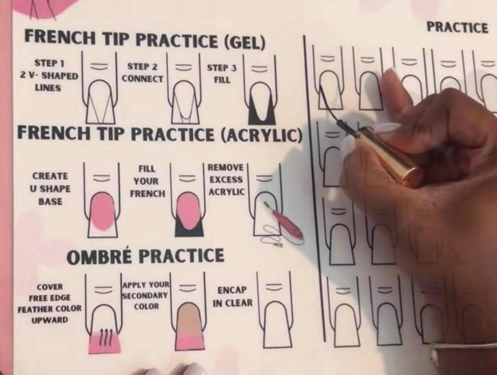 Amazon.com: Nail Art Practice Sheet reusable Nail Art training mat Acrylic Nail sculpting Art stencil Guide French Tip Nail art worksheet 3D Nail design training sheet, Practice how to do acrylic Nail amazon-com-nail-art-practice-sheet-reusable-nail-art-training-mat-acrylic-nail-sculpting-art-stencil-guide-french-tip-nail-art-worksheet-3d-nail-design-training-sheet-practice-how-to-do-acrylic-nail