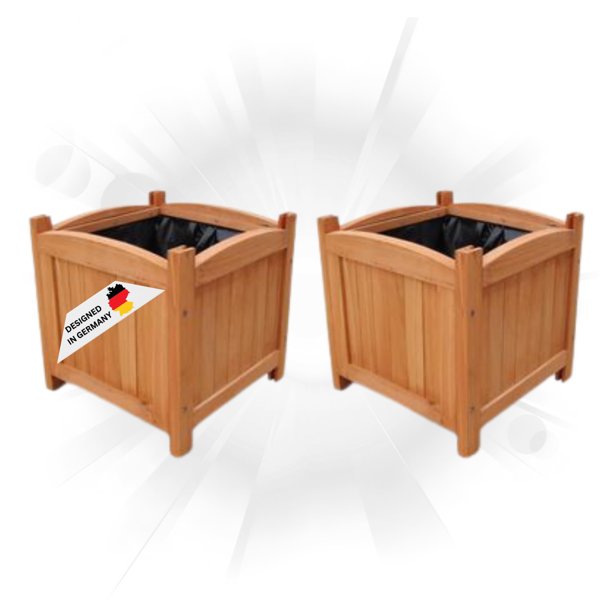 DELUKE Pflanzkasten Blumenkasten RIOS braun | 2 Töpfe, 30x30x30cm, Tannenholz |Blumenkübel aus Holz Pflanzkübel quadratisch Pflanzgefäß für Garten Balkon