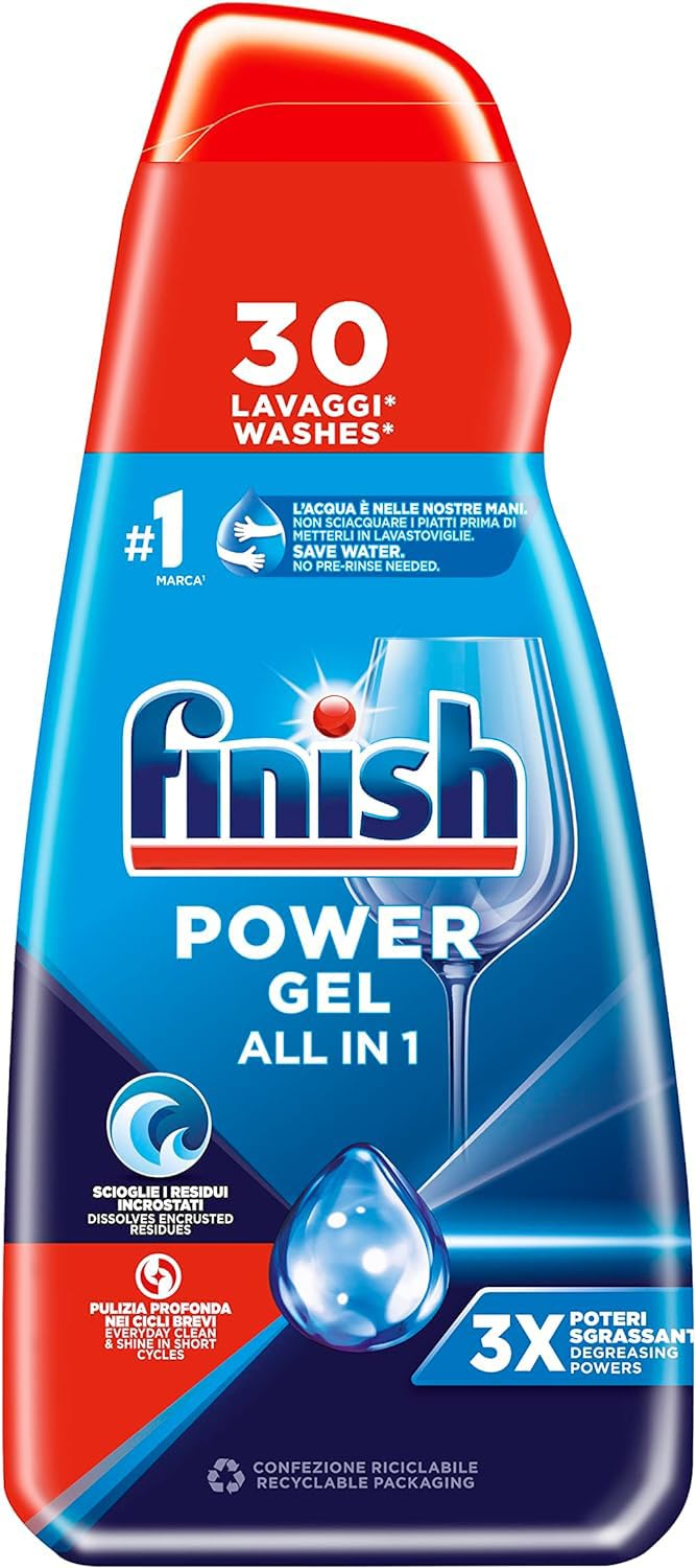 Finish Powergel Geschirrspülmittel Fresh, Spülmaschinengel, 210 Waschgänge, 7 Packungen mit je 30 Spülmaschinen