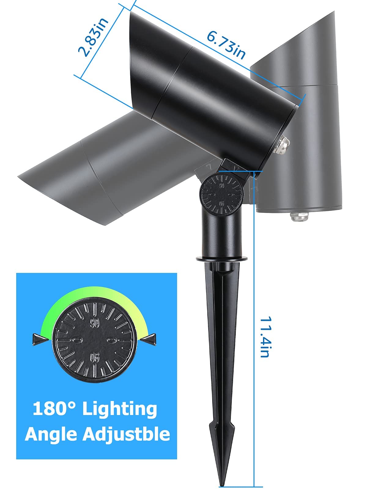 SUNVIE LED-Außenstrahler, 30 W, 120 V, 3000 lm, ultrahelle Fahnenmastleuchte mit Metallpfahl, warmweißes Flutlicht, Landschaftsbeleuchtung für Hof, Flagge, Baum, Garten, 1,8 m langes Kabel mit Stecker