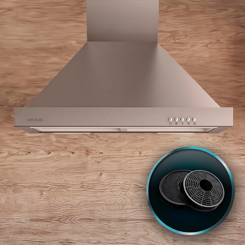 Graphic showing two round carbon filters, indicating their use for odor elimination.