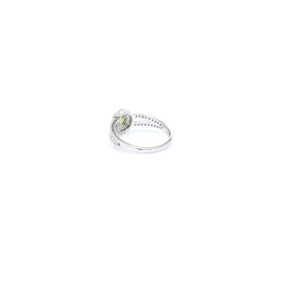 Cavill Sphen Ring Silber 0,469 Karat Runder Brillantschliff Madagaskar mit 56 Zirkon Pave-Ring 925 Sterling Silber Platinbeschichtet Modern Grün 22x21 mm