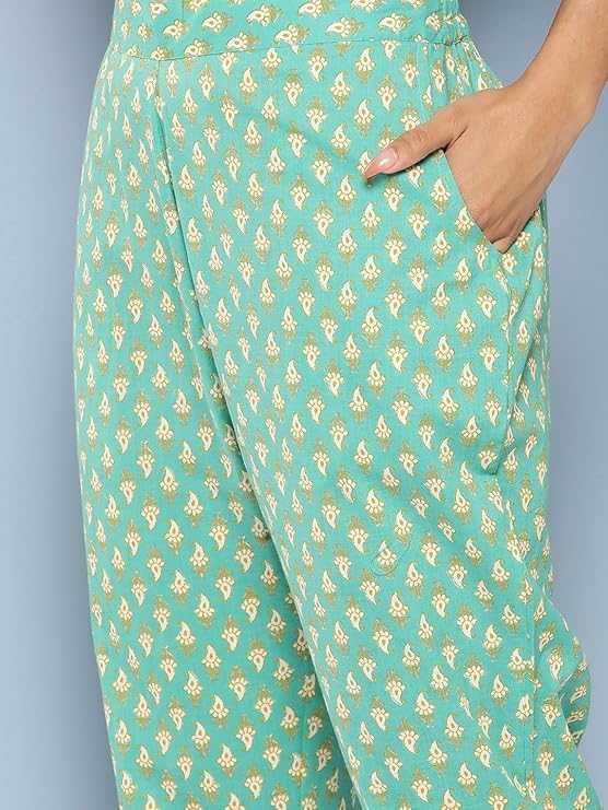 Image of Gerua By Libas Printed Cotton Anarkali Kurta with Trouser and Dupatta | Ethnic wear | Bridal Suit | Occasion wear