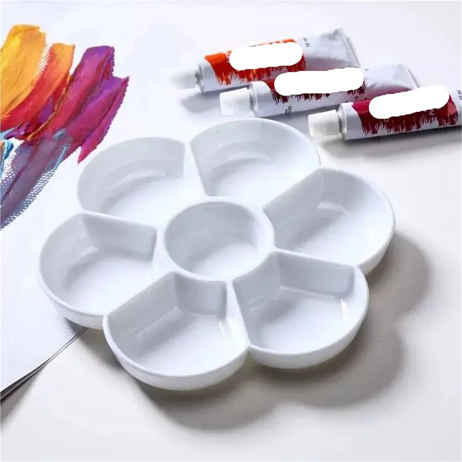 Paleta de Colores de 5 uds., Bandeja de Paleta de Pintura de 7 Rejillas for Acuarela al óleo, artesanía Gouache, Pintura artística DIY