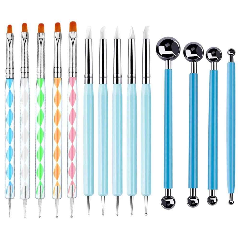 KASTWAVE14pcs Dotting Tools Set for Painting Rocks, Embossing Stylus for Painting Rocks Mandalas, Art Dot Tools - Perfect Tool Set Meet Your All Painting Needs, Cake Fondant Decoration and Nail Art