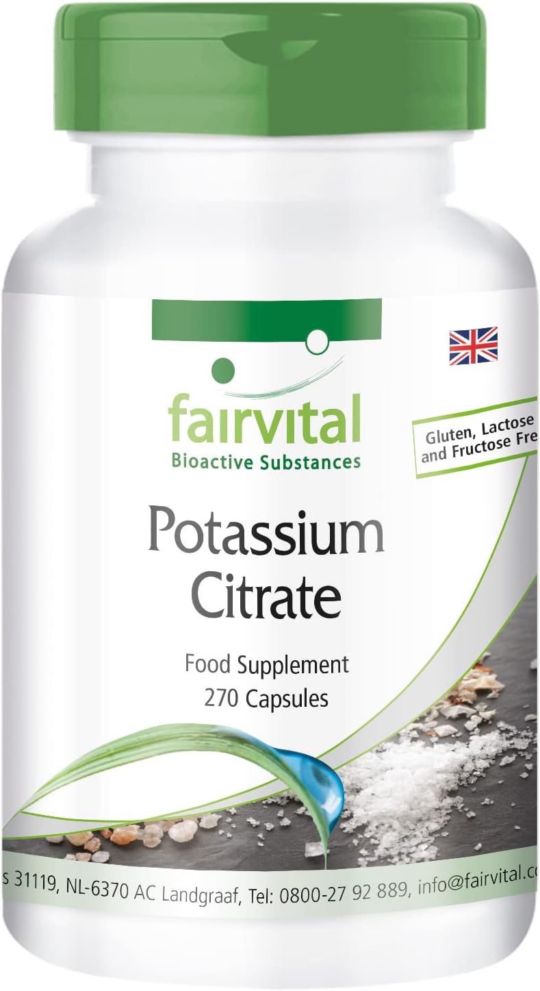 fairvitalPotassium Citrate - Bulk Pack for 3 Months - HIGH Dosage - Vegan - 270 Capsules