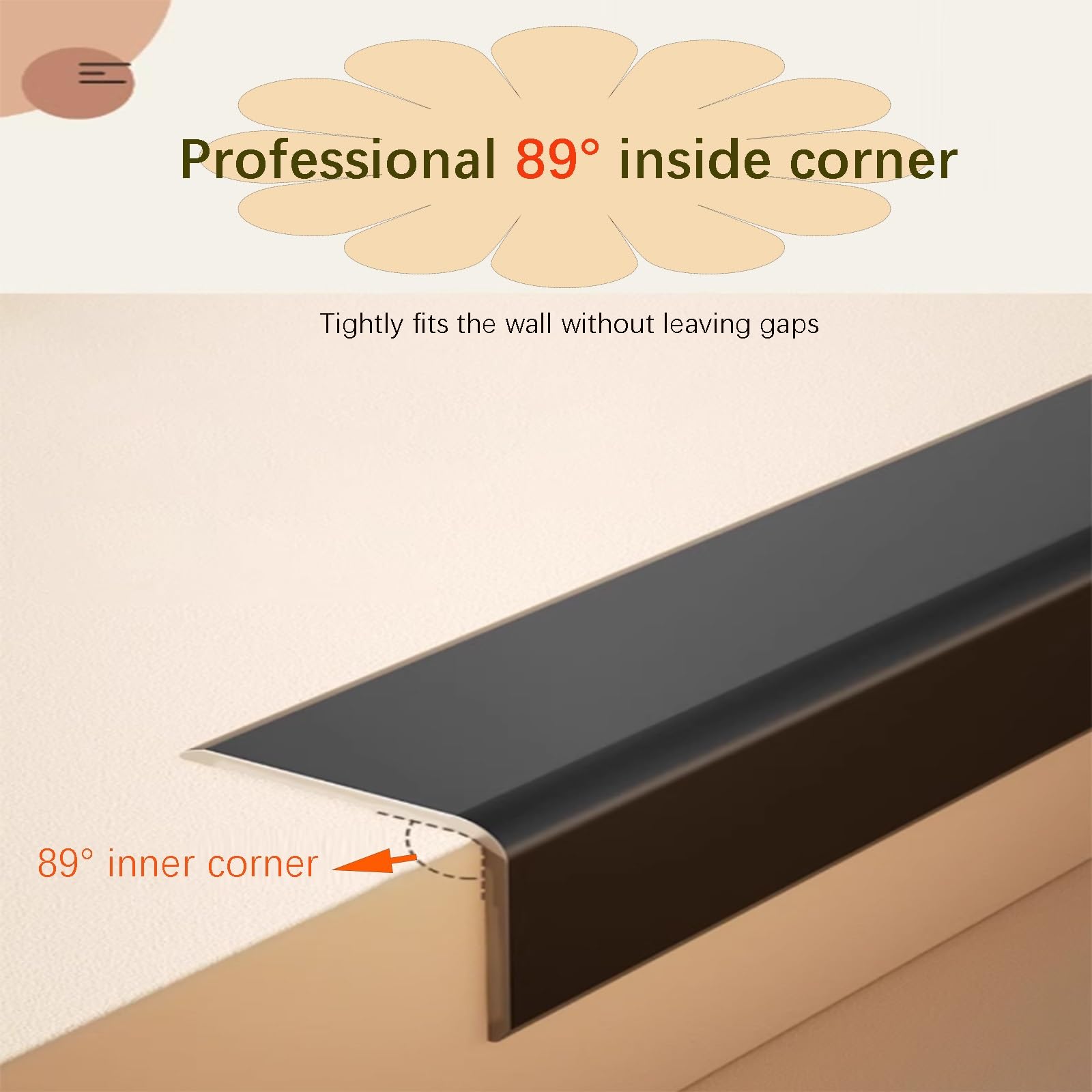 Protectores de esquina grises de 89°, seguros y fiables, protección rígida de fácil instalación, 1 pulgada de ancho y 53 pulgadas de largo, ideal para niños seguros en casa
