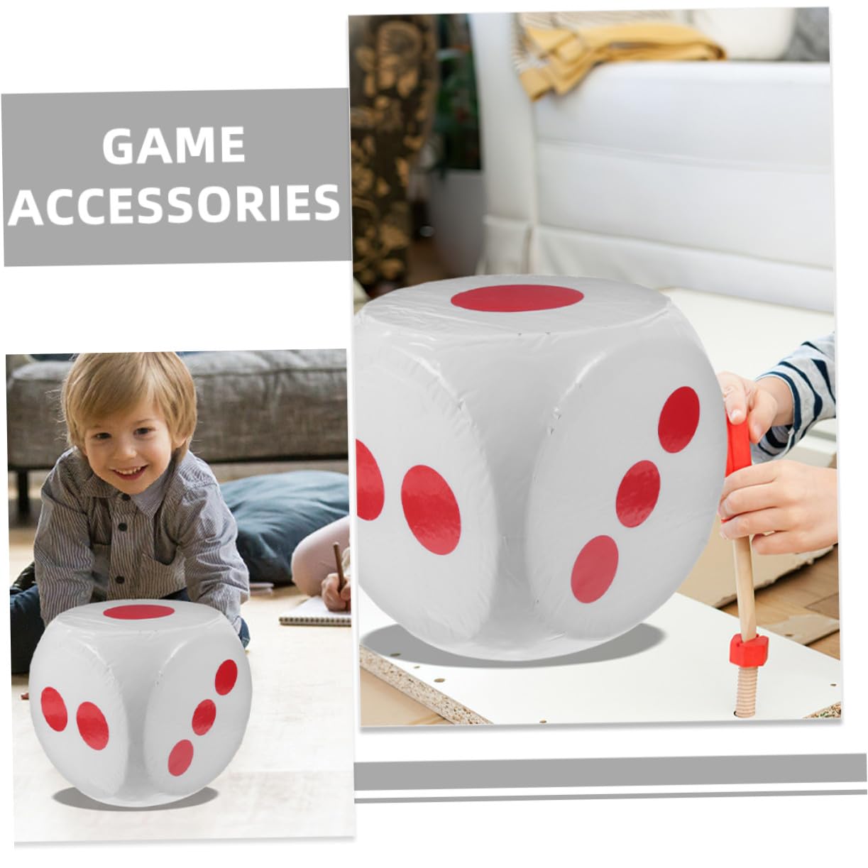 Hohopeti Dado Gigante in Schiuma Bianco a 6 Facce per Giochi di Famiglia e Lotterie, Portatile e Versatile per Bambini e Adulti