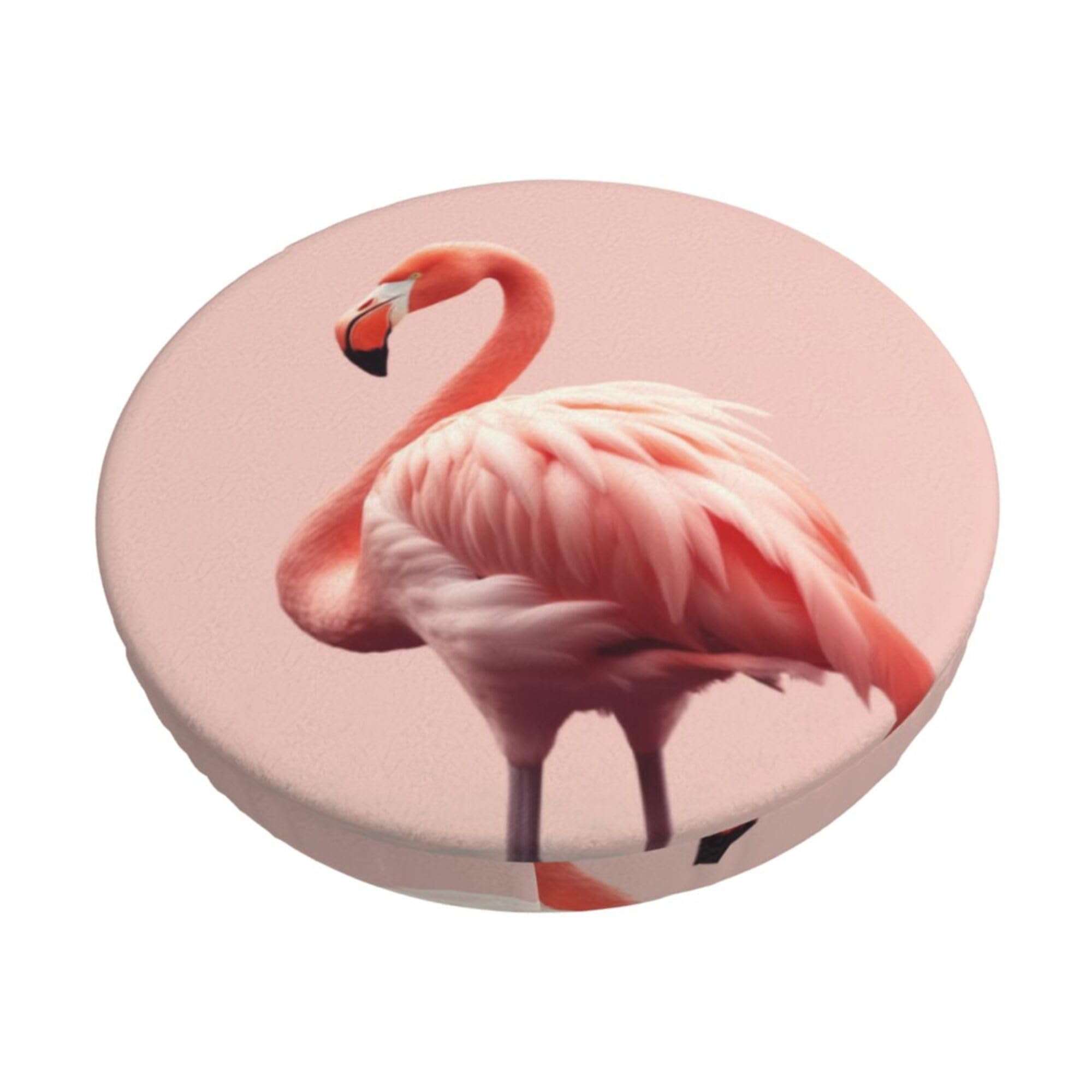 Velvet Round Stool Covers, 3 Layers Bar Stool Covers with Thin Pad, Pink Flamingo Bar Stool Covers Round Washable Stool Cushion Round for Dia.12-14" Chair
