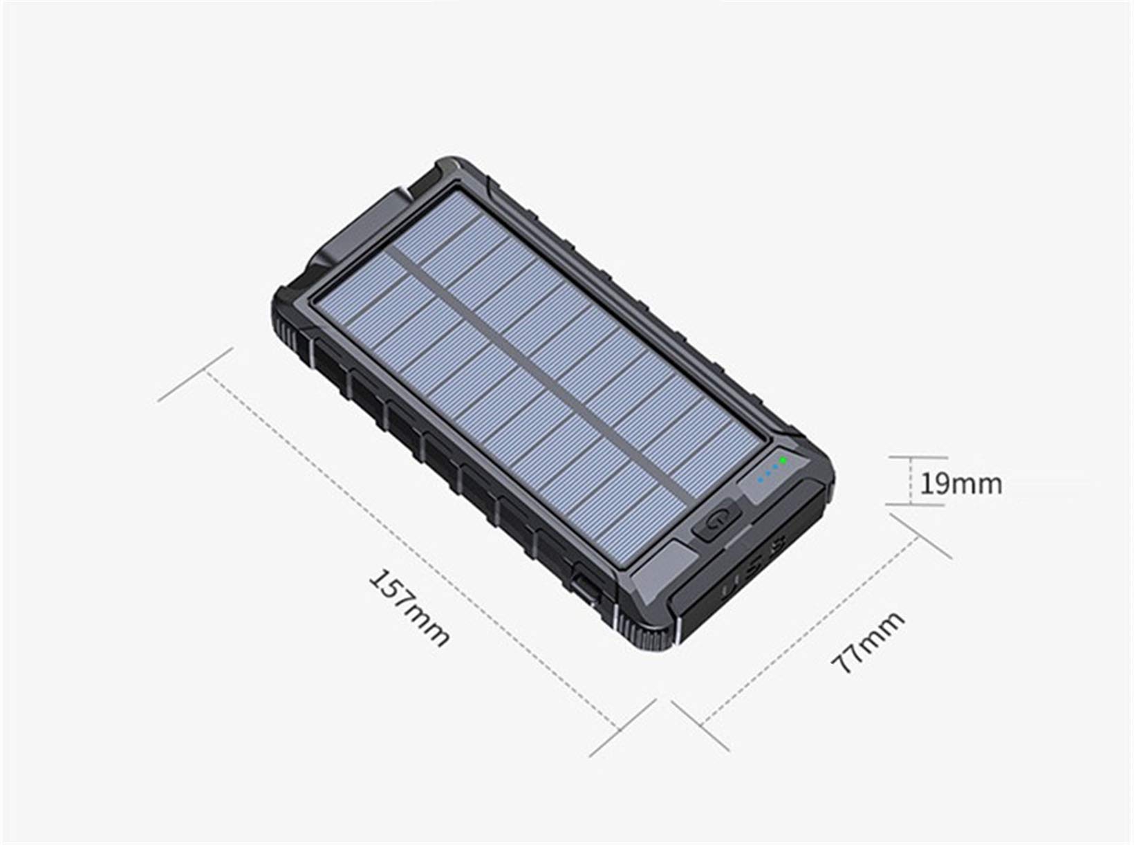 Banca di energia Solare Caricatore Portatile di Grande capacità Banca di Alimentazione Esterna LED Caricatore Solare Impermeabile Batteria 20000Mah, Blu