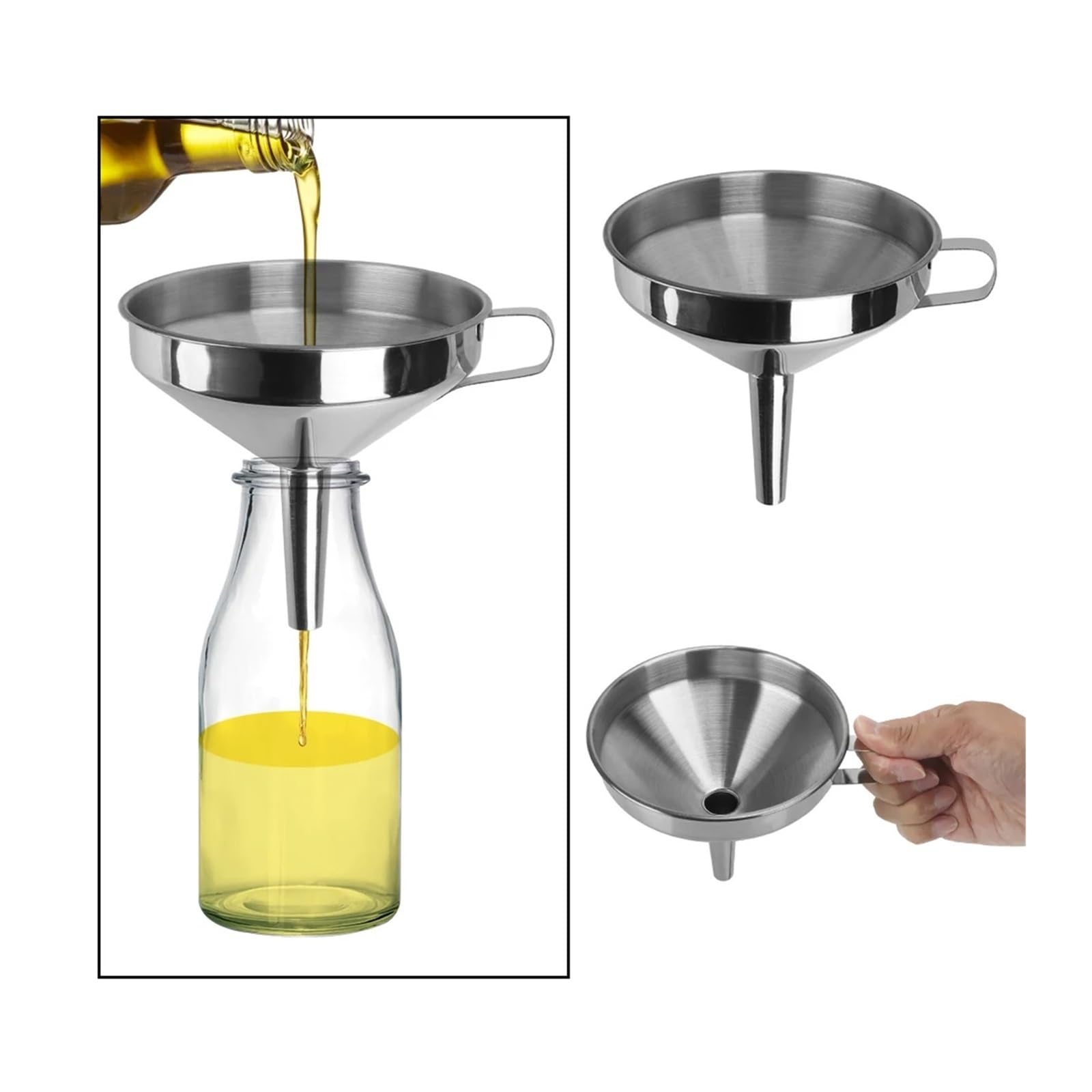 Embudo， Embudo de Metal for Bar, Vino, Cerveza, Aceite, Embudo de Acero Inoxidable con Filtro Desmontable for enlatar, Herramientas de Cocina, Accesorios de Cocina(1)