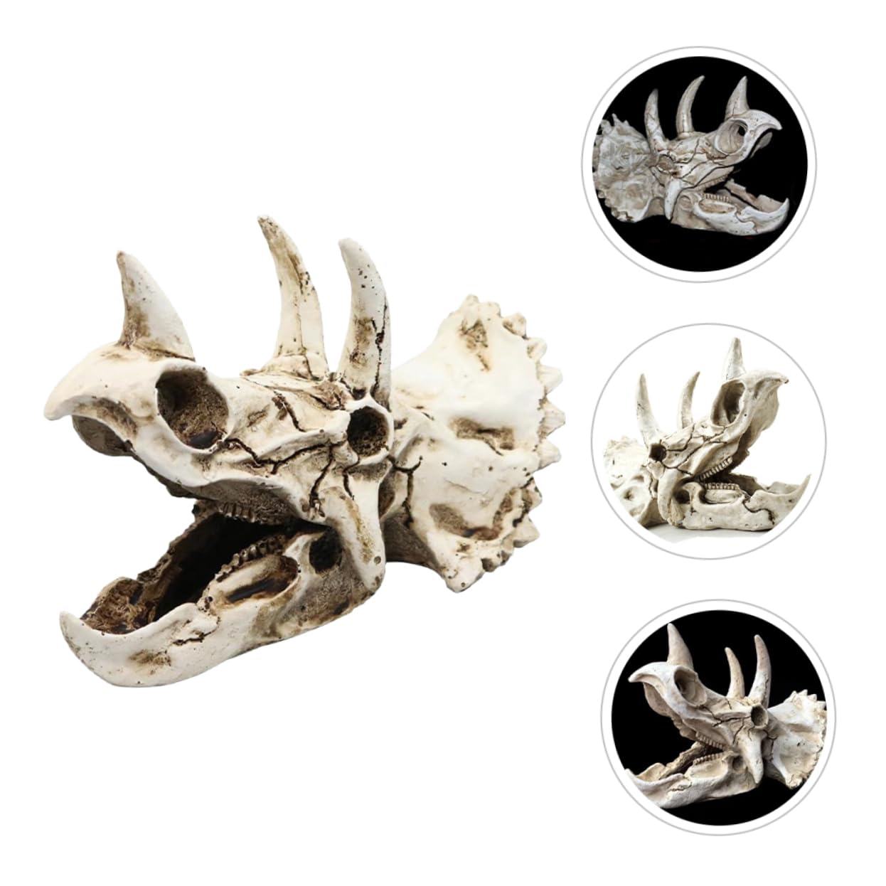 VANZACK Dinosaurierschädel-Dekoration Aquarium Deko Triceratops Versteck Für Fische Und Garnelen 7.09X4.33X3.54In Harz Zubehör Terrarien Höhle