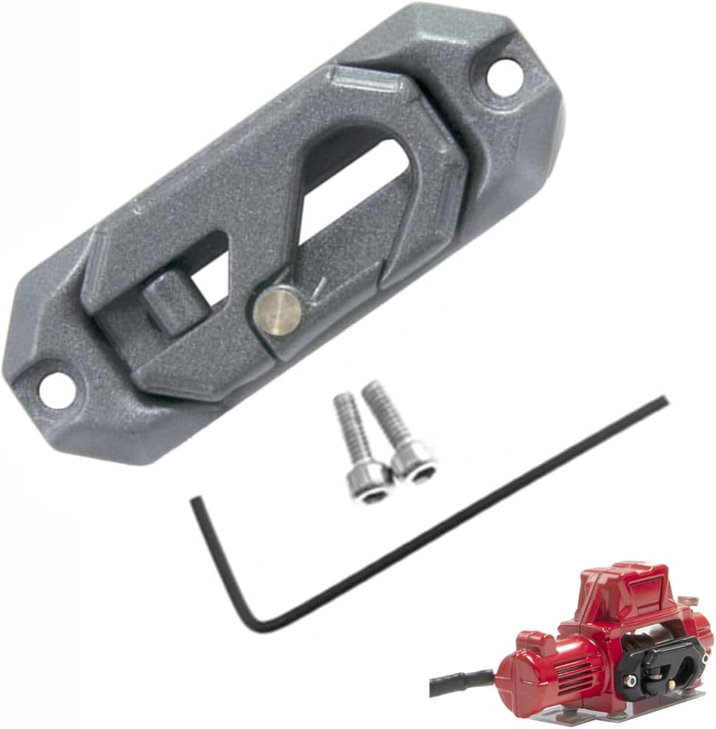 Aluminum Winch Control Mount Plate Metal Winch Hook Recovery Tool Suitable for 1/10 1/8 RC Crawler Car Axail SCX10 TRX4 (Titanium)