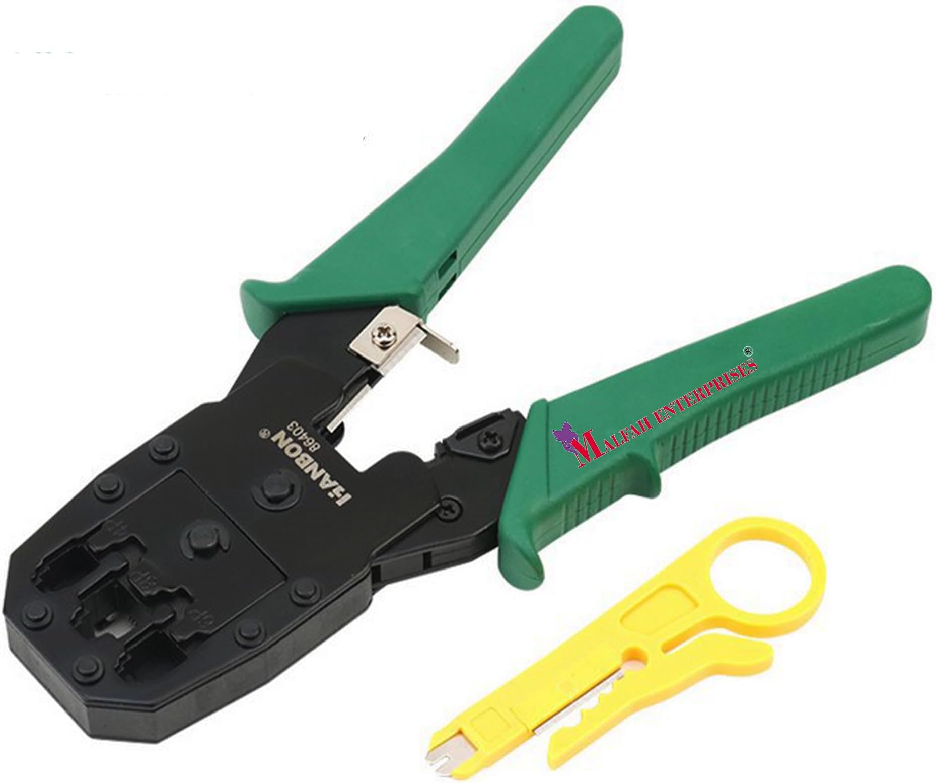 Malfah Crimping Tool Cable Wire Cutter Stripper Plier for Cat5 Cat5e Rj45 Rj1 Telephone Electric Ethernet Network Lan Adsl Manual Crimper 4p/6p/8p 8" 3 in 1 Modular 86403