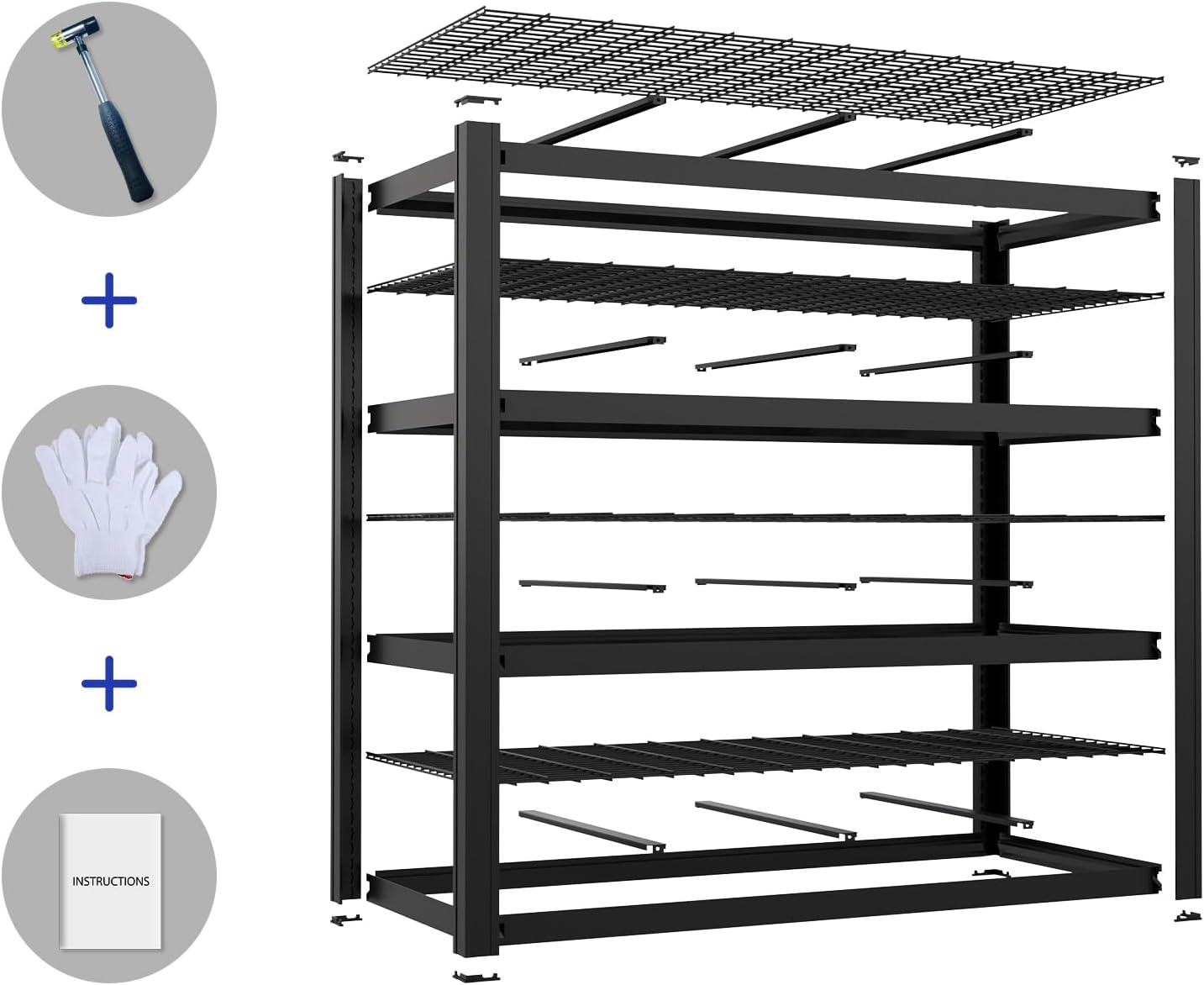 71" Wx71 H Industrial Shelving,4000LBS Garage Storage Shelves,4 Tier Adjustable Metal Shelving,Heavy Duty Shelving for Factory, Garage,Warehouse,Barn (1)