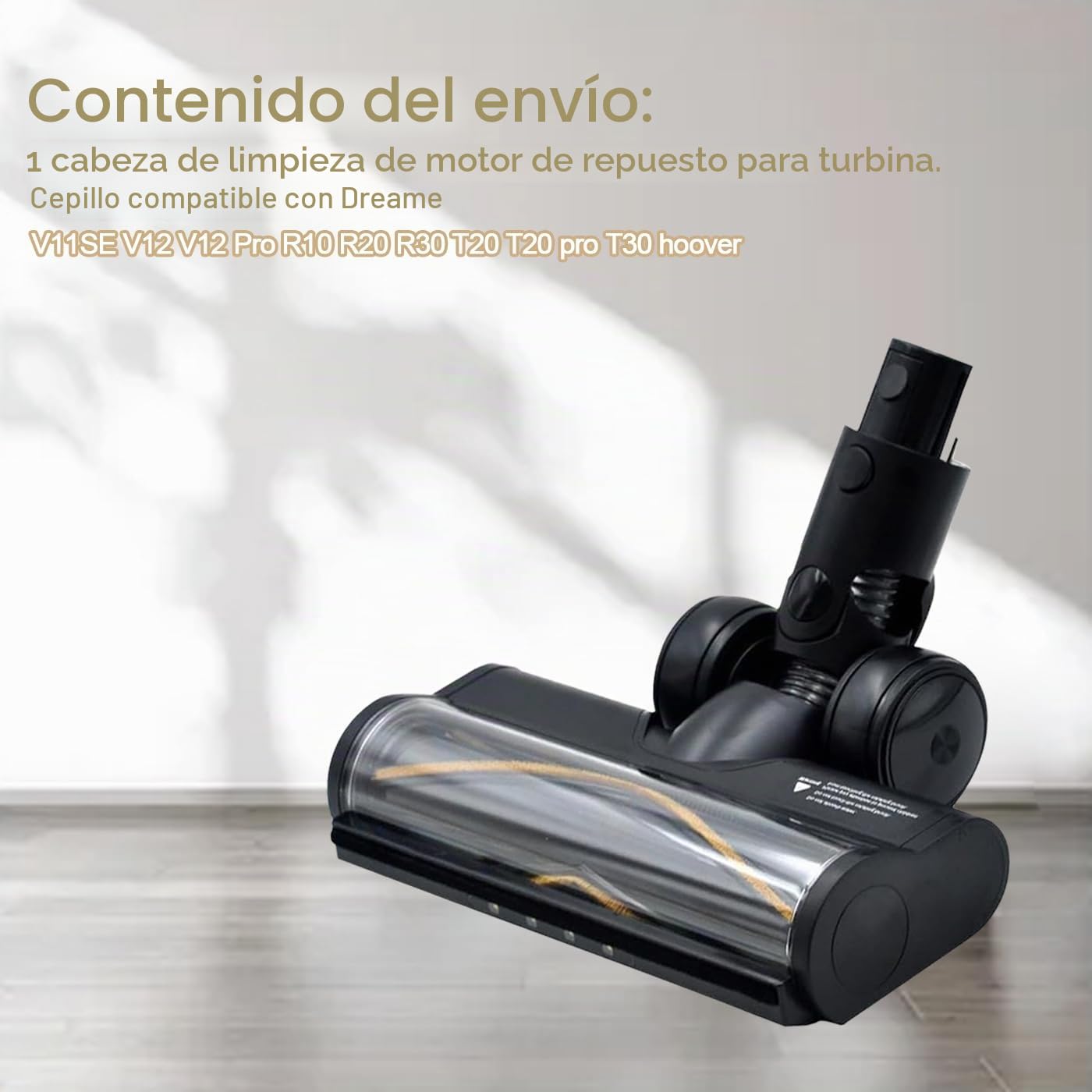 Recambios Cepillo Motorizado Compatible para Dreame R20 T20 T30 R30 V12 V12 Pro T20 Pro V11SE R10 aspiradora, con luz LED, Cepillo Cabezal de turbina para Moquetas y Suelos Duros