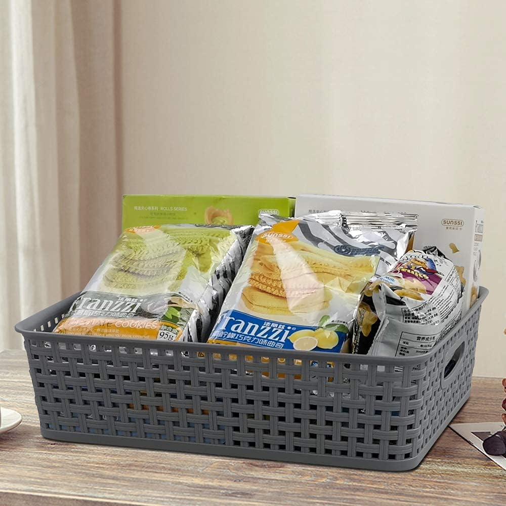 Readsky Gray Plastic Paper Storage Basket Tray, Office File Baskets, Pack of 5