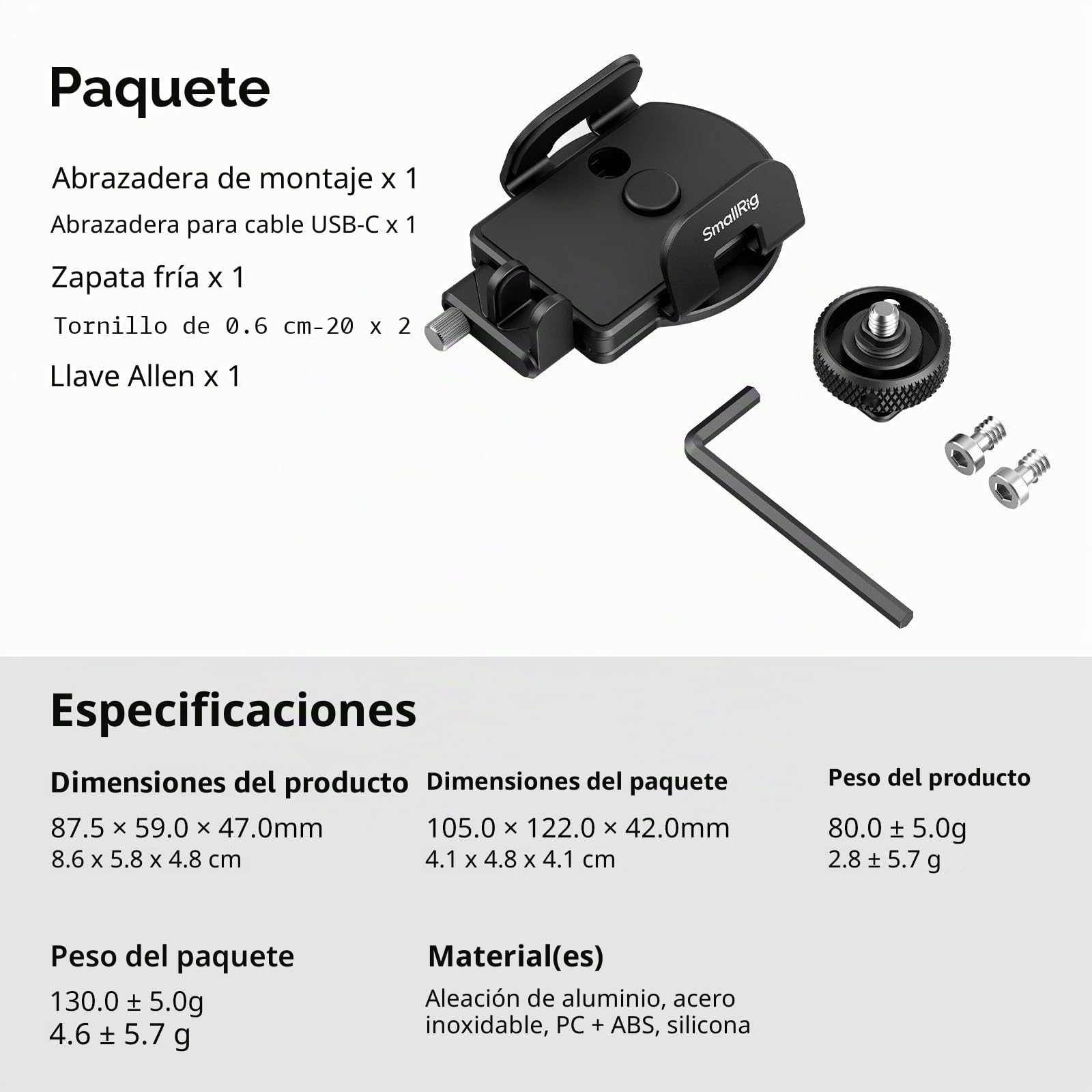 SMALLRIG Soporte universal para SSD con abrazadera de cable de zapata fría, abrazadera de 40-60 mm de ancho, soporte de montaje SSD para MagSafe, para Samsung T5 T7 SSD, para SanDisk SSD, compatible