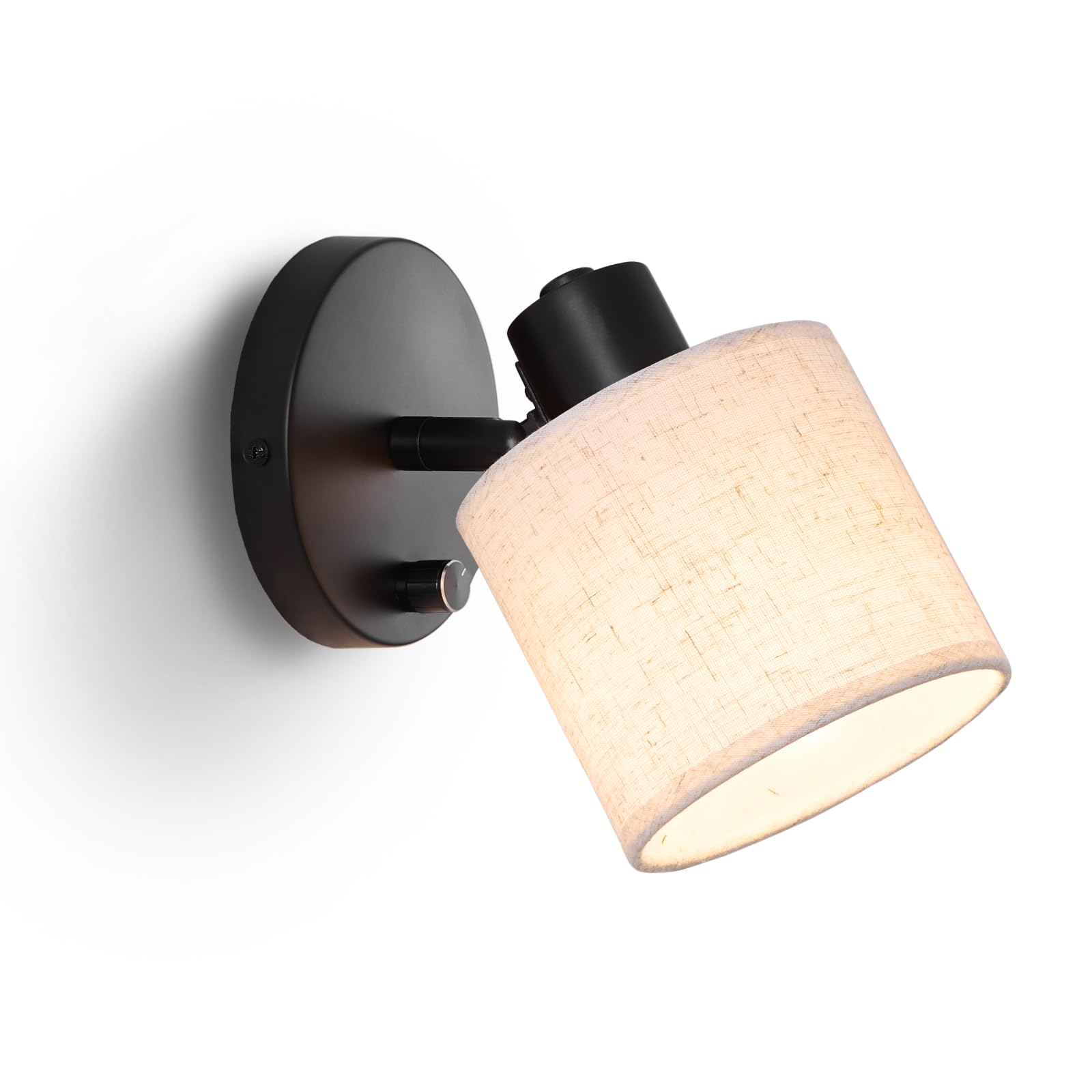 Lightess Lámpara de Pared Interior con Regulable Interruptor Apliques de Pared Industrial Vintage con Pantalla de lino 40W Máx, Aplique para Pasillo Escalera Salón