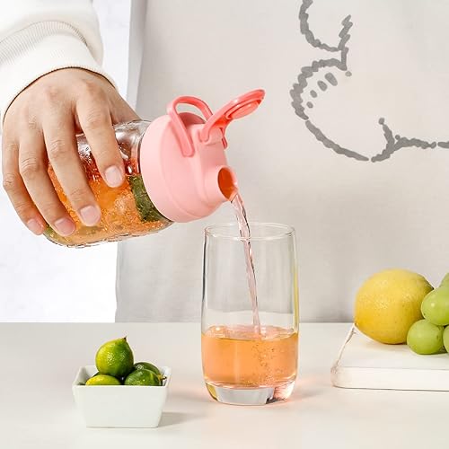 Miniatura 8 de Aieve Tapa de boquilla para tarro Mason Jar de boca regular y ancha, tapas de conservas con tapa superior abatible, a prueba de fugas