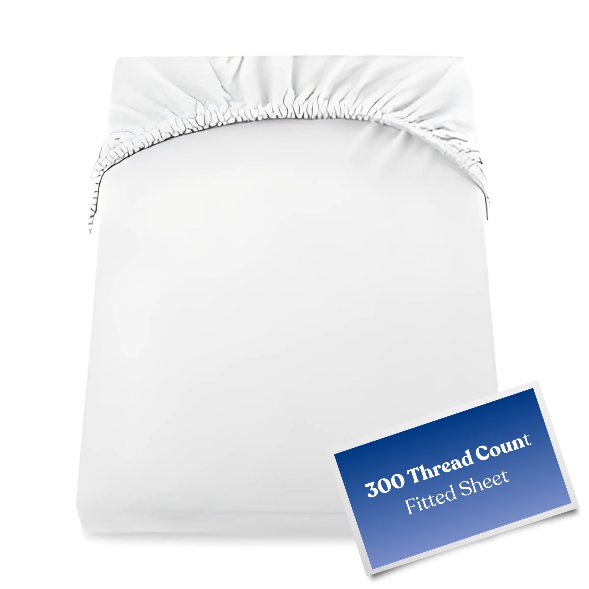 300 Thread Count 100% Pure Egyptian Cotton Bedding Fitted Sheets Stretches Up to 28cm Deep (Gray, Single: 91x193cm) - Image 2