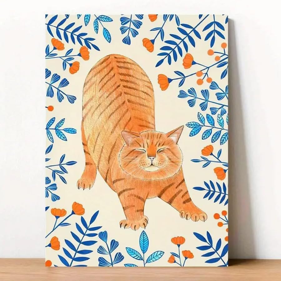 Cute Cat Pattern Wall Art Decoration Home Decor Print for Bathroom Bedroom Poster Wall Art no Frames 4x6 inch Cat001