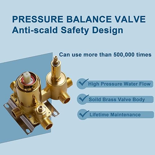 Miniatura 7 de Sistema de ducha dorado de 8 pulgadas, sistema de grifo de ducha de cuerpo completo con chorro de cuerpo montado en la pared, juego de grifos de