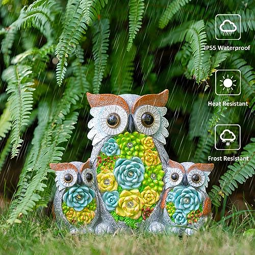 Candieslife Solar Garden Statue Lights Owl Figurine With Led Lights, Outdoor Garden Succulent Ornaments Gift Waterproof Decoration For Outside Patio Yard Lawn Decor thumb #5