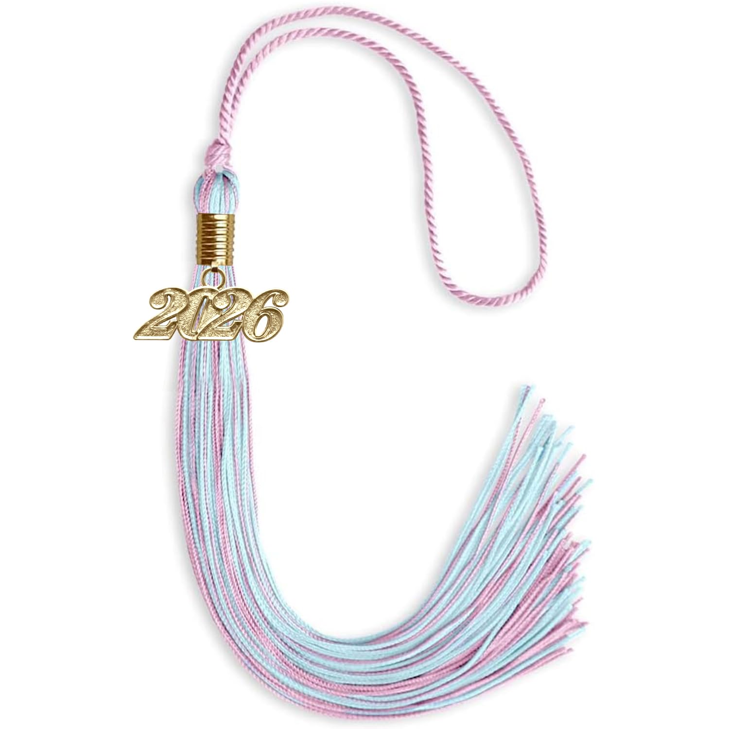 Endea Graduation Mixed Double Color Tassel with Gold Date Drop (Pink/Light Blue, 2026)