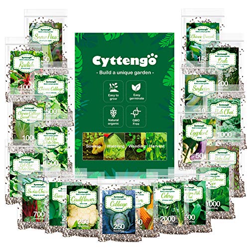 WOHOUS Vegetable Seeds 12,285 Non GMO Heirloom Seeds 20 Variety Pack Vegetable Seeds