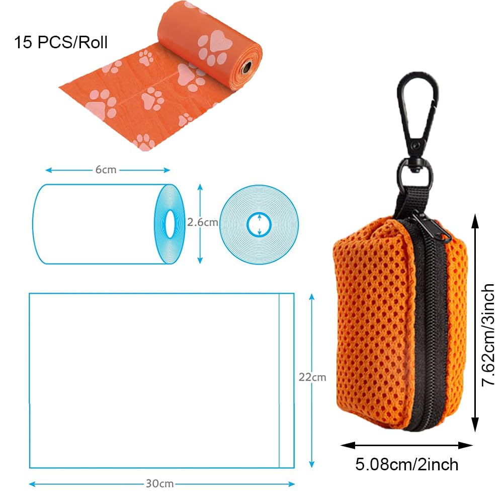 Poo Bag Holder with Dog Poo Bags Reusable Mesh Dispenser Pouch Leash Attachment Poop Waste Bag Pet Supplies for Travel Walking Park and Outdoor Use - Image 2