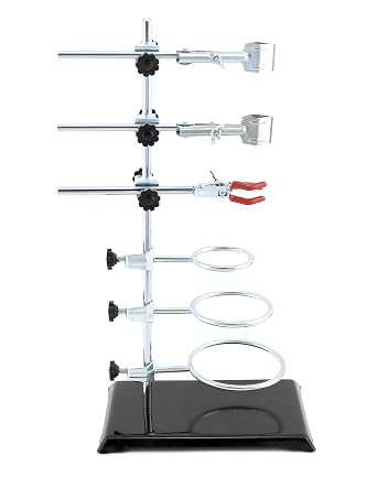 QWORK Laboratory Grade Metalware Set, Lab Support Stand Set with Iron Clamp Holder, Flask Clamp, and Condenser Stand