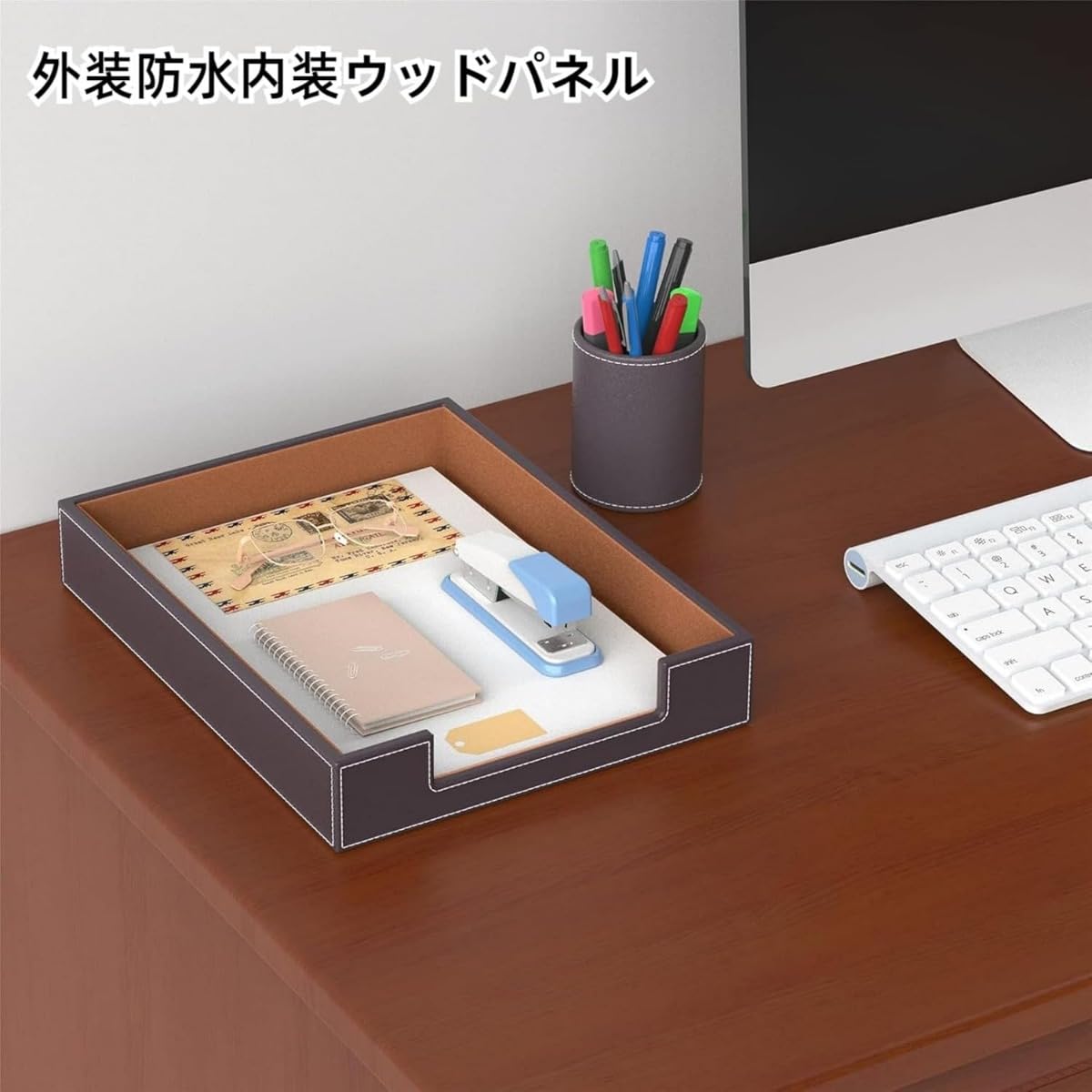 Amazon.co.jp: REENEW 書類トレー、レザートレイ エレガントなデスク