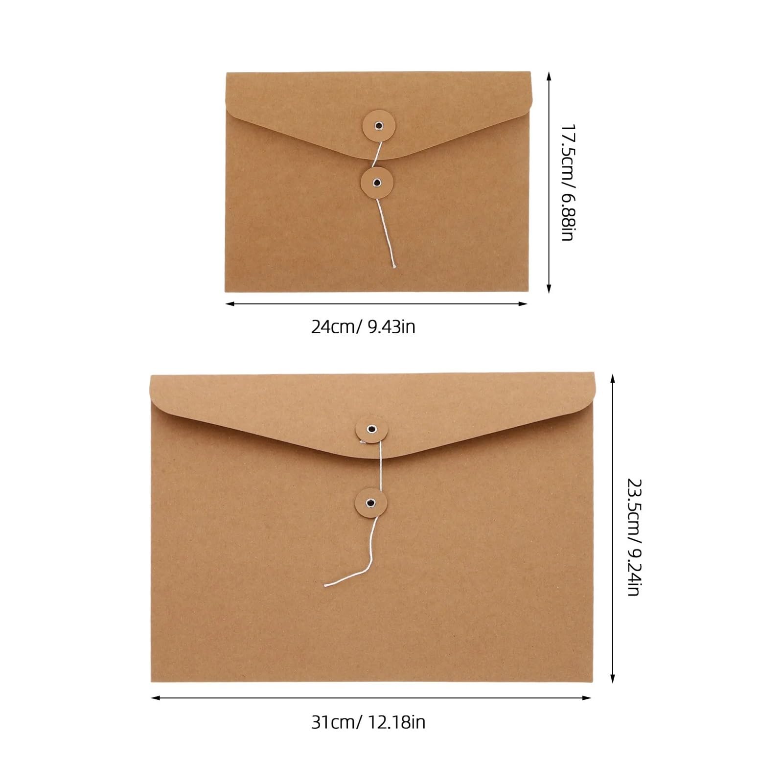 Lot de 10 enveloppes en papier kraft avec fermeture à cordon - Format A4 A5 - Organiseur horizontal de documents pour bureau et école (31 cm)