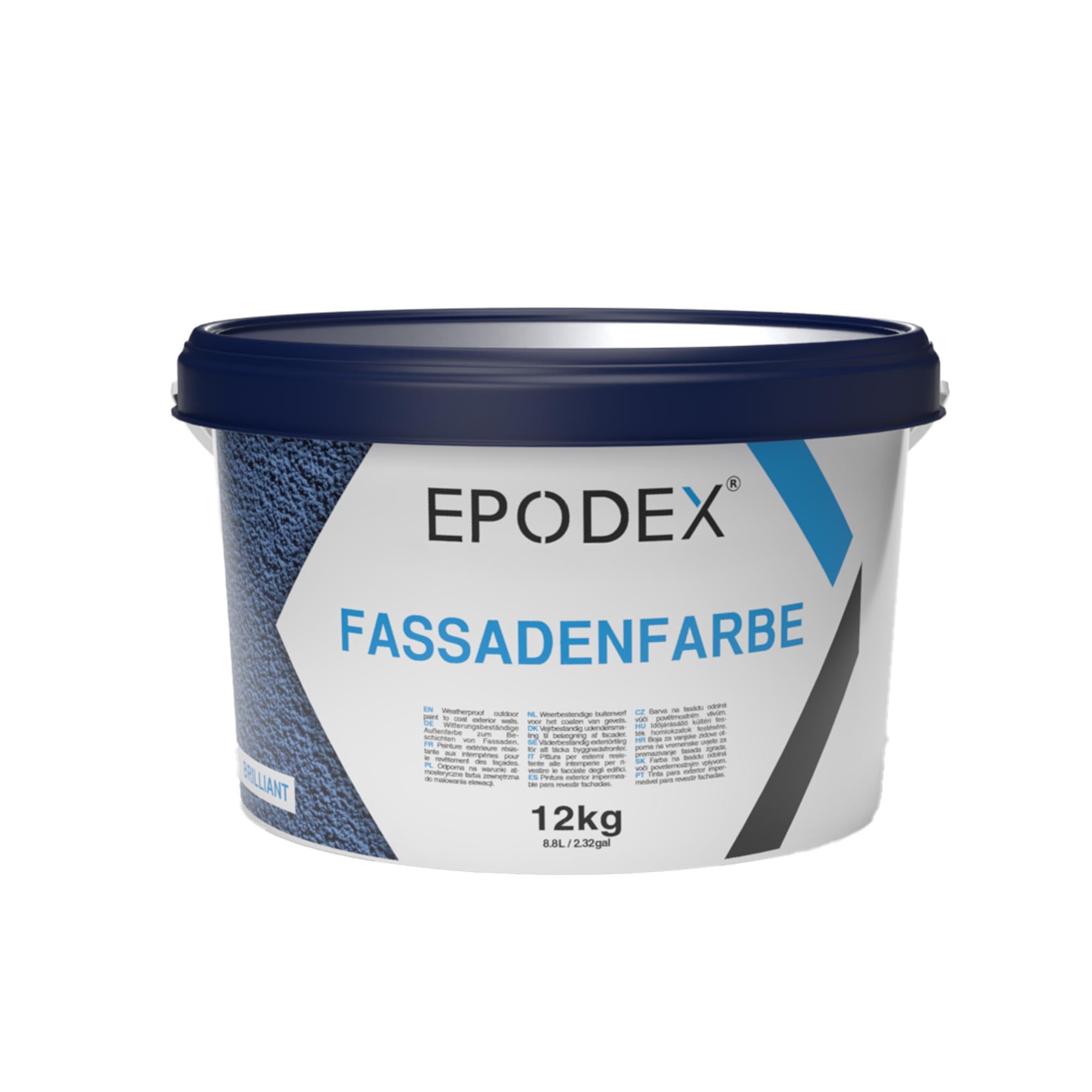 EPODEX EXTERIOR PAINT Fassadenfarbe - Anthrazitgrau Pastell | Sockelfarbe & Außenfarbe, Matt, atmungsaktiv & wetterfest, Für Putz, Beton uvm, 12 kg - 60m² bei einmaligem Anstrich