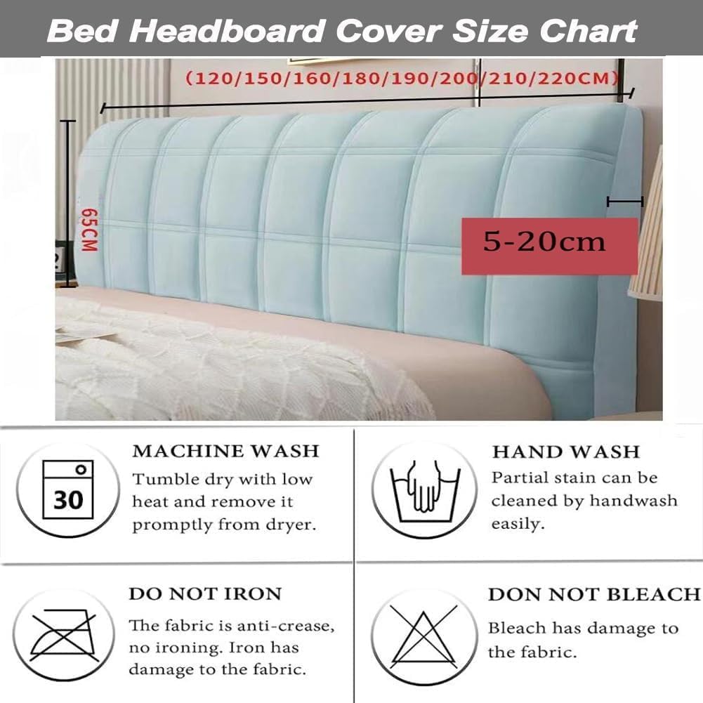 Copritestiera Elastico Per Letto, In Velluto Coreano, Con Tasche Laterali, Lavabile, Varie Taglie (da 100 A 240 Cm), A1-120cm - copertina