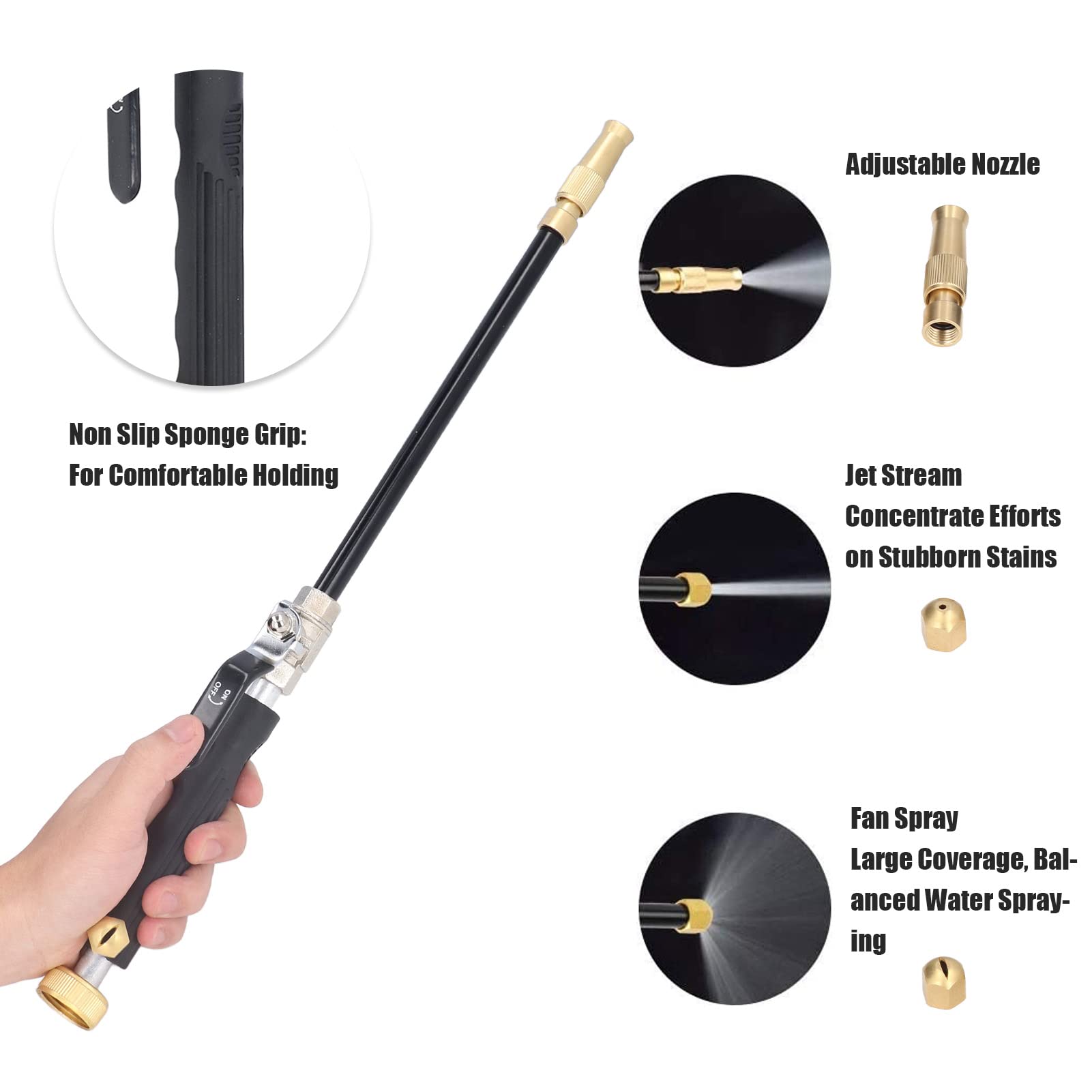 Portable Watering Sprayer Gun, Power Washer Adjustable Garden Watering Sprayer Jet Wand with Nozzles and Connector for Outdoor