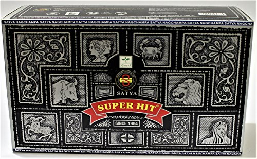 Satya Super Hitu00a0Lot de 12u00a0boîtesu00a0de 15u00a0g et 180u00a0bâtonnets du0092encens