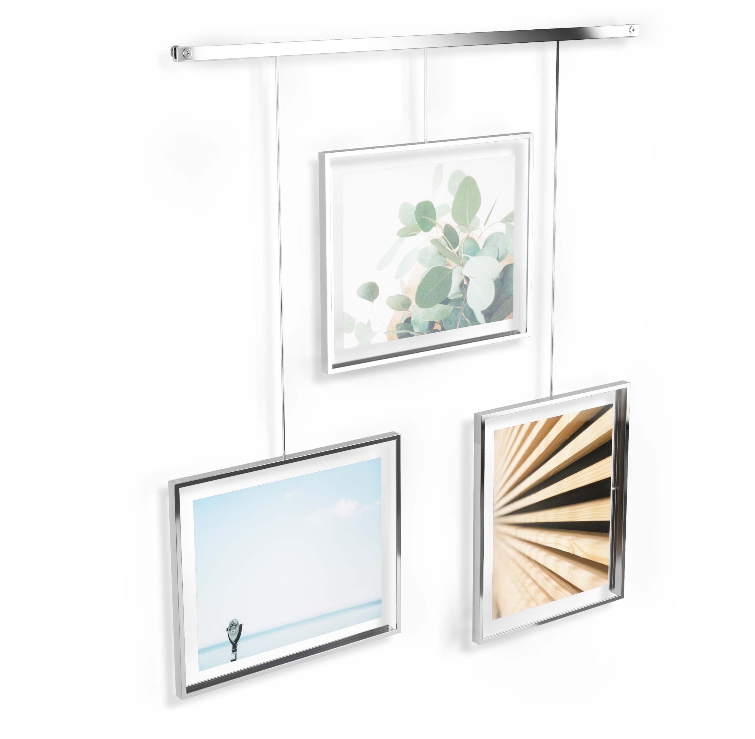 Umbra Exhibit Set of Three 8x10 Picture Frames, Chrome, Steel, Grey