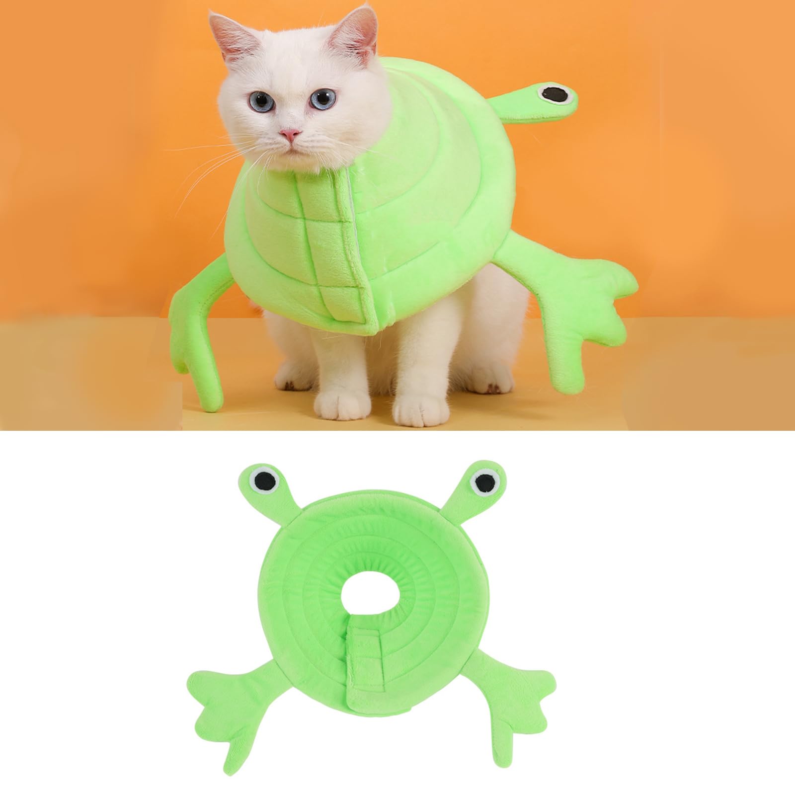 MANON ROSA Cat Cone E-Collar: Soft After Surgery Elizabethan Collar Adjustable Cute Animal Design for Dogs Cats Puppies Kittens Rabbits Bunnies Prevents Licking (Frog,M)