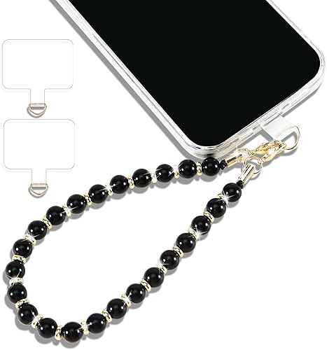 Beaded Phone Wrist Strap Marble, Detachable Cell Phone Lanyard with Tether Tab, Handmade Phone Charm Chain Universal Anti-Lost Cute Aesthetic Phone