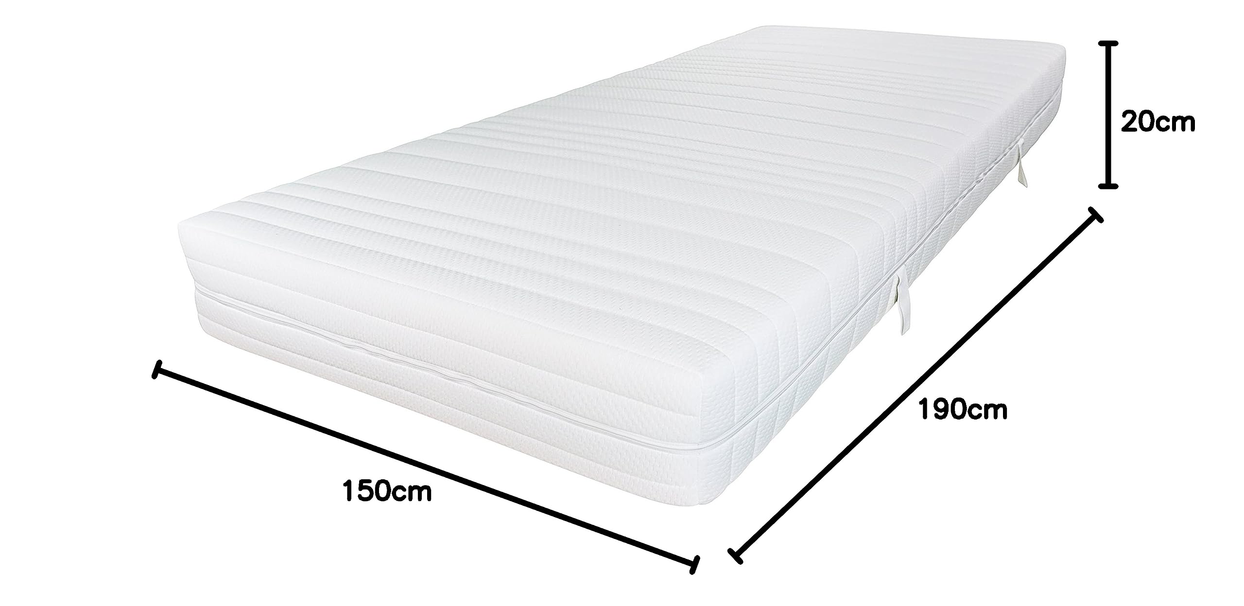 AM Qualitätsmatratzen Colchón muelles ensacados 150x190 cm - firmeza Media & 20 cm - Colchón 150x190 muelles ensacados de 7 Zonas - Colchón 150x190 ergonómico con Funda Lavable - Certificado Oeko Tex