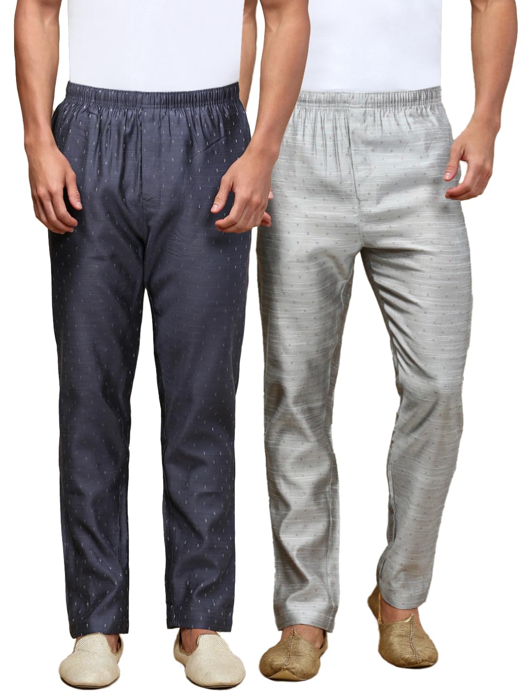 white heart Pack of 2 Mens Viscose Blend Salwar Pyjama Pant | Elasticated Waistband with Inner Drawstring, Button Closure, Side Pockets| Regular Fit Ethnic Wear Churidar Pajama-picture-29