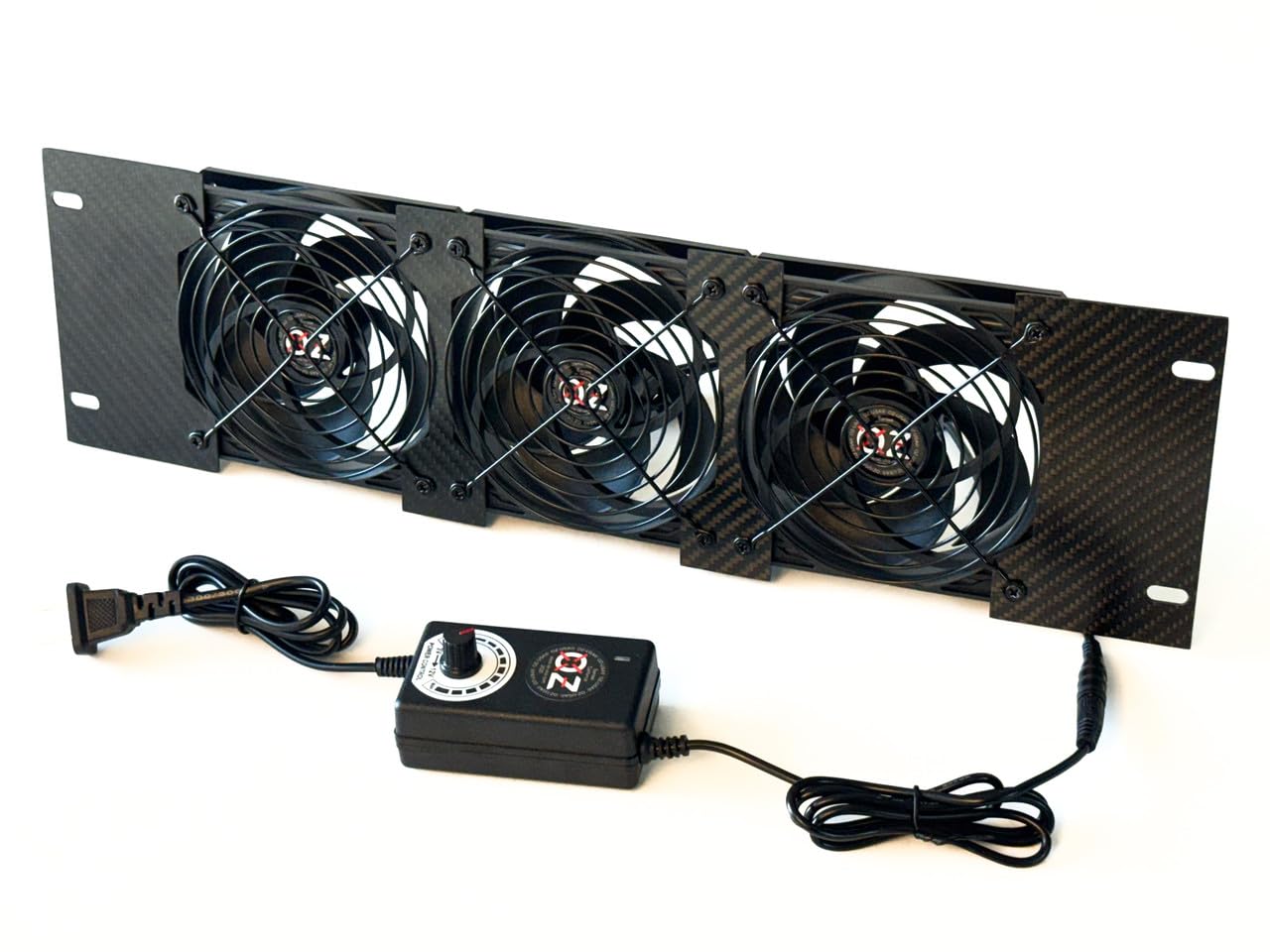 OZ-USA 3U Rackmount Cooling Exhaust Fan Panel – Quiet High-Airflow 19" Server Network AV Cabinet Cooler Carbon Fiber