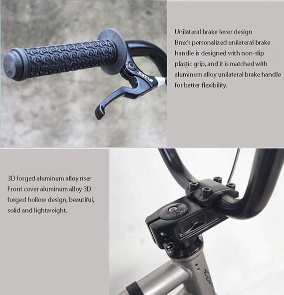 BMX Bicycle BMX Bicycle 20 BMX Bike From Beginner to Advanced Rider, High Carbon Steel Frame and Fork, 3 Segment 8 Key Crank Set + Rear Wheel 9 Tooth Fly, Gray