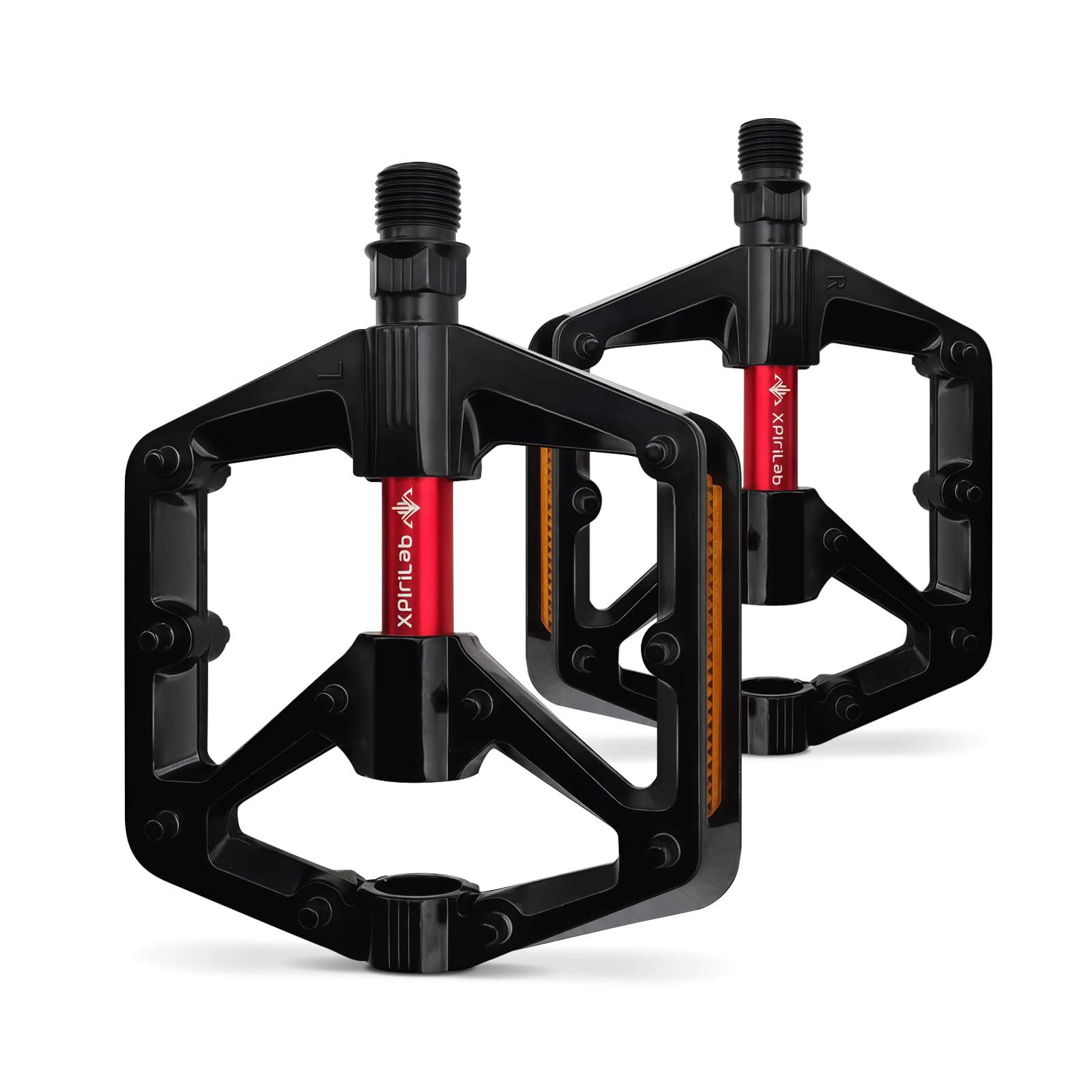 Road/MTB Bike Pedals - 9/16" Sealed Bearing Lightweight Aluminum Alloy Flat Platform Bicycle Pedals with Reflector for Road Mountain BMX MTB Bike