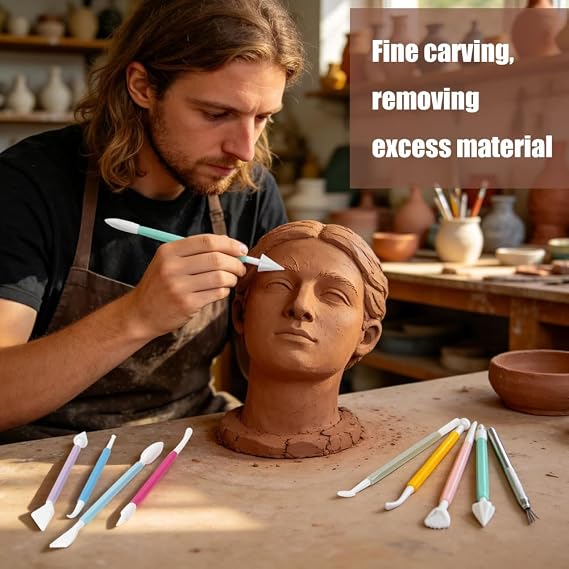 Polymer Clay Tools, 36PC Modeling Clay Sculpting Tools Set with Storage Bag, Air Dry Clay-Modeling Kit for Art DIY, Pottery Ceramic Carving Tool Kit for Shaping Embossing Engraving