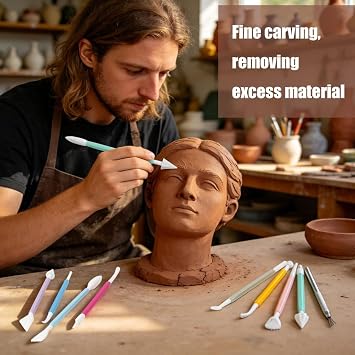 Polymer Clay Tools, 36PC Modeling Clay Sculpting Tools Set with Storage Bag, Air Dry Clay-Modeling Kit for Art DIY, Pottery Ceramic Carving Tool Kit for Shaping Embossing Engraving