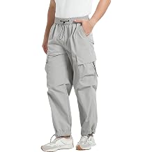 Mens Loose Fit Cargo Pants Fashion Casual Parachute Pant Harem Joggers with Elastic Pockets